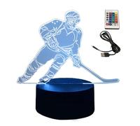 Luz nocturna ilusión, lámpara ilusión, lámpara para dormir que cambia de color a 16, mesita de noche de acrílico para jugador de hockey sobre hielo con control táctil, luz de ambiente para la decoraz
