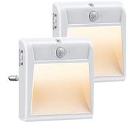 Luz Nocturna Infantil, 2 pcs Luz Nocturna Sensor Movimiento, Regulable Luz de Noche con Enchufe, Luz Nocturna Led con 3 Modos, para Niños, Habitación Bebe, Escaleras, Dormitorio, Pasillos, Sala