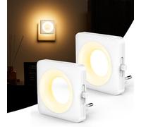 Luz Nocturna Infantil 2700K Cálido, 2pcs LED Atenuación Continua Luz Nocturna Enchufe ON/OFF Automático con Sensor Crepuscular Incorporado Bajo Consumo para Dormitorio, Pasillo, Escaleras y Baño