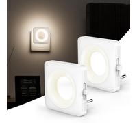Luz Nocturna Infantil 4000K Neutro, 2pcs LED Atenuación Continua Luz Nocturna Enchufe ON/OFF Automático con Sensor Crepuscular Incorporado Bajo Consumo para Dormitorio, Pasillo, Escaleras y Baño