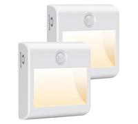 Luz Nocturna Infantil Pila, 2 Piezas con Sensor de Movimiento, AUTO/ON/OFF, Imán Incorporado, Luz de Armario para Escalera, Pasillo, Cocina, Garaje, Sótano, 4000K Blanca Natural