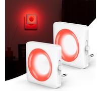 Luz Nocturna Infantil Rojo Relajante, 2pcs LED Atenuación Continua Luz Nocturna Enchufe ON/OFF Automático con Sensor Crepuscular Incorporado Bajo Consumo para Dormitorio, Pasillo, Escaleras y Baño