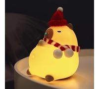 Luz Nocturna Infantil Silicona, Lampara Capybara, USB Recargable LED Táctil Lámpara, Brillo Ajustable y Temporizador Luz de Noche para Niños, Regalos Para Niños,Regalos de Cumpleaños Navidad (B)