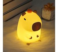 Luz Nocturna Infantil Silicona, Lampara Capybara, USB Recargable LED Táctil Lámpara, Brillo Ajustable y Temporizador Luz de Noche para Niños, Regalos Para Niños,Regalos de Cumpleaños Navidad (A)