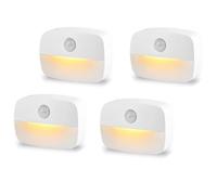 Luz nocturna LED con sensor de movimiento, paquete de 4 adhesivas, pilas incluidas, para escaleras y baños, automático/apagado
