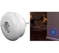 goobay 64567 Luz LED nocturna para enchufe/luz snooze niños/luz enchufe/sensor crepuscular y contacto protector de enchufe / 3 modos de funcionamiento (ON/OFF/AUTO) / verde,azul,blanco luz día