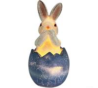 Luz nocturna LED de conejo de Pascua, resina alimentada por energía solar, decoración al aire libre, brillo cálido para jardín, césped, camino, resistente a la intemperie, fácil de instalar, azul