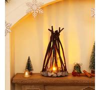 Luz nocturna LED de madera para fogata, 3 modos de iluminación y sonido de llama, lámpara de hoguera simulada regulable alimentada por USB para dormitorio de niños, oficina, relajación (grande)