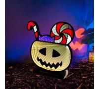Luz nocturna LED de túnel de espejo infinito, letrero de neón de espejo de túnel, lámpara de túnel 3D, lámpara de escritorio para decoración del hogar de fiesta (calabaza)