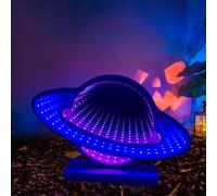 Luz nocturna LED de túnel de espejo infinito, letrero de neón de espejo de túnel, lámpara de túnel 3D, lámpara de escritorio para decoración del hogar y fiesta (planeta)