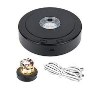 Luz nocturna LED redonda giratoria, 4 modos giratorios y 8 modos de luz, base de exhibición giratoria de multi-colores LED para estatuas de cristal, bola de vidrio arte (negro)