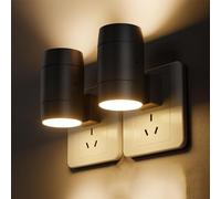 Luz Nocturna, Luz Nocturna Led con Luz Blanca Cálida de 3000 K, Botón de Ajuste Que Se Puede Ajustar de 0 a 100 Lm, con Sensor de Fotocélula de Atardecer a Amanecer 2PCS