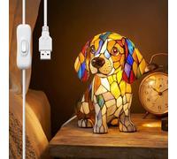 Luz nocturna para gatos y perros, luz nocturna para perros, serie de perros, lámpara de mesa de resina teñida, lámpara decorativa, atmósfera de luz cálida, adecuada para oficina, salón, dormitorio