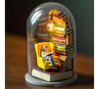 Luz nocturna para lector, lámpara de libro en miniatura 3D con cúpula acrílica, lámpara LED de resina apilable, lámpara de escritorio cálida vintage para decoración de biblioteca, regalo para los