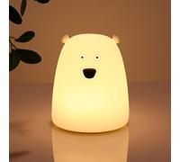 Luz nocturna para niños, linda lámpara de noche alimentada por batería, luz nocturna para habitación de niños, luces nocturnas portátiles suaves, regalo de cumpleaños para niñas y niños (bear)