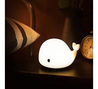 Luz nocturna para niños y bebés, luz nocturna LED de delfín para guardería, grifo recargable además de lámparas, silicona, 6 colores, 5 modos de respiración, funciona con pilas o alimentado por USB,