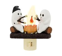 Luz nocturna parpadeante de fogata fantasma, luces nocturnas de Halloween que se enchufan en la pared, lámpara fantasma de luz de fuego sintética, decoraciones de Halloween, luces de