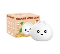 Luz Nocturna Squïshy De Dumpling, Lindo Diseño Squïshy De Dumpling, Silicona, Lámpara De Noche LED con Control Táctil, Lámpara De Mesa Suave Apretada, Recargable por USB, para Dormitorio De Niños, Sal