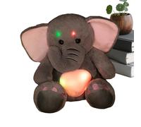 Luz nocturna tierna elefante - 35 cm, peluche LED de luz apagada, cojín decorativo para animales | Ambiente relajante relajante para el sueño, compañero de viaje portátil para niños guardería
