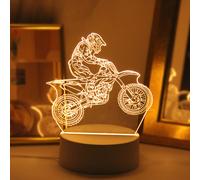 Luz Nocturna USB 3D Creativa de Motocicleta, Decoración de Mesa para Dormitorio y