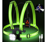 Luz para Correr Running, USB Recargable Lámpara de Pecho LED para Correr de 500 Lúmenes, Luces Pecho Running Ajustable en 90 °, Luz Running para Correr Impermeable IPX6, Trotar, Pescar, Acampar