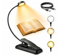Luz para leer libros en la cama, Luz de Lectura Recargable USB-C Carga Rápida - Lámpara LED con 3 Niveles de Brillo, Flexible 360°, Protección Ocular y Batería Larga Duración - Noche, Estudio y Kindle
