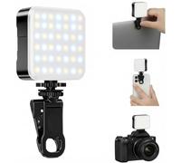 Luz para Movil Foco Portatil Luz Portatil Foco para Movil con 42 Leds 3 Modos 3000-9900K Ajuste de 360 Grados Luz USB Recargable Batería Clip y Orificios para Trípode para Videos Selfies