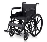 Luz plegable para silla de ruedas, carrito para personas mayores/discapacitados, scooter, tubo de acero grueso, cojín transpirable con freno, apoyabrazos antideslizante, portátil (negro) (Negro)