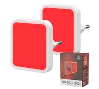 Luz Roja Nocturna Enchufable | Pack de 2 + Ebook | Luces Rojas Nocturna Melatonina para Dormir Mejor | Luz Roja Bebé y Luces Rojas Enchufe Antiflicker | Noche Relajante Sueño, Descanso y Bienestar
