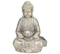 Luz solar al aire libre, estatua de Buda sentado asiático Zen al aire libre con luz LED solar, luz de jardín de Buda para el hogar, estatua de jardín de Buda Zen con energía solar para patio, jardín,