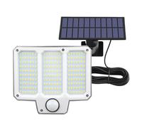 Luz Solar con Sensor de Movimiento, 210 Luces LED de Inundación para Exteriores con Cables de Extensión y Panel Desmontable, 3 Modos IP44 Impermeables 6500 K Luces de Seguridad