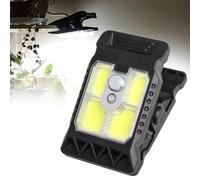 Luz solar de clip con sensor de movimiento, luces solares portátiles con clip para exteriores, lámpara LED multifuncional, luces inalámbricas para valla para jardín, luz del hogar, encendido y apagado