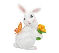 Luz solar de conejo al aire libre, jardín, estatua de animal, estatua decorativa para césped, creatividad de larga duración, patio, balcón, patio, luces solares de conejo, decoración de jardín al aire