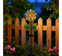 Luz solar de estaca para jardín, luz LED de hortensias de metal de 31.5 pulgadas, impermeable, lámpara decorativa para camino para césped, patio al aire libre (A)