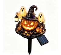 Luz solar de jardín de calabaza, fantasma y calabaza para jardín | Lámpara de figura de Halloween con energía solar para exteriores, decoración de jardín espeluznante con brillo LED para patio