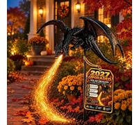 Luz solar de jardín de dragón, estaca para césped, decoración de patio al | La estaca solar de resina para jardín produce un cálido brillo de llama para una decoración mágica de noche al aire libre