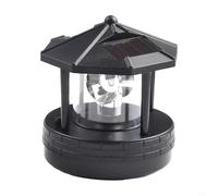 Luz solar de jardín de faro, lámpara LED giratoria de 360 grados para exteriores, iluminación resistente a la intemperie, adorno de jardín del atardecer al amanecer, negro rojo (negro)