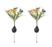 Luz solar de jardín de mariposa - Lámpara de estaca de flores para exteriores de 40 cm con 42 LED luz blanca cálida, IP65 resistente a la intemperie, tallo flexible y panel solar mejorado de 2 V/150
