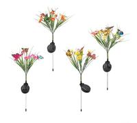 Luz solar de jardín de mariposa - Lámpara de estaca de flores para exteriores de 40 cm con 42 LED luz blanca cálida, IP65 resistente a la intemperie, tallo flexible y panel solar mejorado de 2 V/150