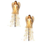 Luz solar de jardín de recuerdo de ángeles, luz de jardín de ángel en | Angel Blessing - Luz de estaca para fuente, alimentada al aire libre con estatua iluminada por LED para patio