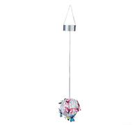 Luz solar de malla colgante de hierro inoxidable con mariposas coloridas, linterna solar de mariposa de jardín para patio, luces decorativas al aire libre, colgante de 55 cm (luz blanca)
