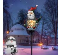 Luz solar de metal para jardín de Papá Noel que ofrece iluminación festiva para decoraciones de jardín y camino (Santa Claus)