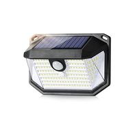Luz Solar Exterior con Sensor de Movimiento IP65 Impermeable Focos LED Solares Luces Farolas Aplique Pared Potente 3 Modos Lampara Seguridad Iluminación para Jardin Terraza Pergolas Patio Negro