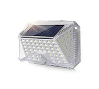 Luz Solar Exterior con Sensor de Movimiento IP65 Impermeable Focos LED Solares Luces Farolas Aplique Pared Potente 3 Modos Lampara Seguridad Iluminación para Jardin Terraza Pergolas Patio Blanco