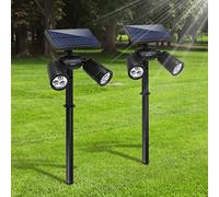 Luz Solar Exterior, Focos Solares de Pared 2 en 1, 6 LED, Rotación de 350°, Impermeable IP65, 350 Lúmenes, 6 Ángulos Ajustables, Iluminación Inalámbrica para Jardín, Patio, Garaje, 2 Pack (2)