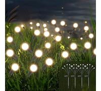 Luz Solar Exterior Jardin, 4 Piezas 6 LED Luz Solar Exterior Jardin, LEDs Luz de Luciérnaga,Firefly Lights Garden,IP65 a Prueba de Agua, Adecuadas para Jardines, Pasarelas, Balcones, Fiestas