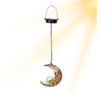 Luz solar: lámpara para exteriores de ABS, decoraciones duraderas de luces de jardín, estrella de 8,07 x 23,82 pulgadas, lámpara decorativa impermeable con forma de luna y sol | Luces pendientes solar