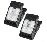 Luz solar para exteriores con sensor PIR para detección de movimiento y función automática de encendido/apagado adecuado para barandillas, tiendas de campaña y paredes (2 piezas)