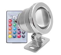 Luz Subacuática Rgb De 10W, Foco Subacuático Led Ip65 Con 9 Led Y Control Remoto, Luz Para Piscina Al Aire Libre Ac85-265V, Para Piscinas, Fuentes, Acuarios(Silver-Ac / Dc12V)