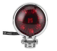 Luz trasera de freno de luz trasera LED de motocicleta de 12 V universal con varilla de tornillo de fijación de montaje(Red-Concha de plata)